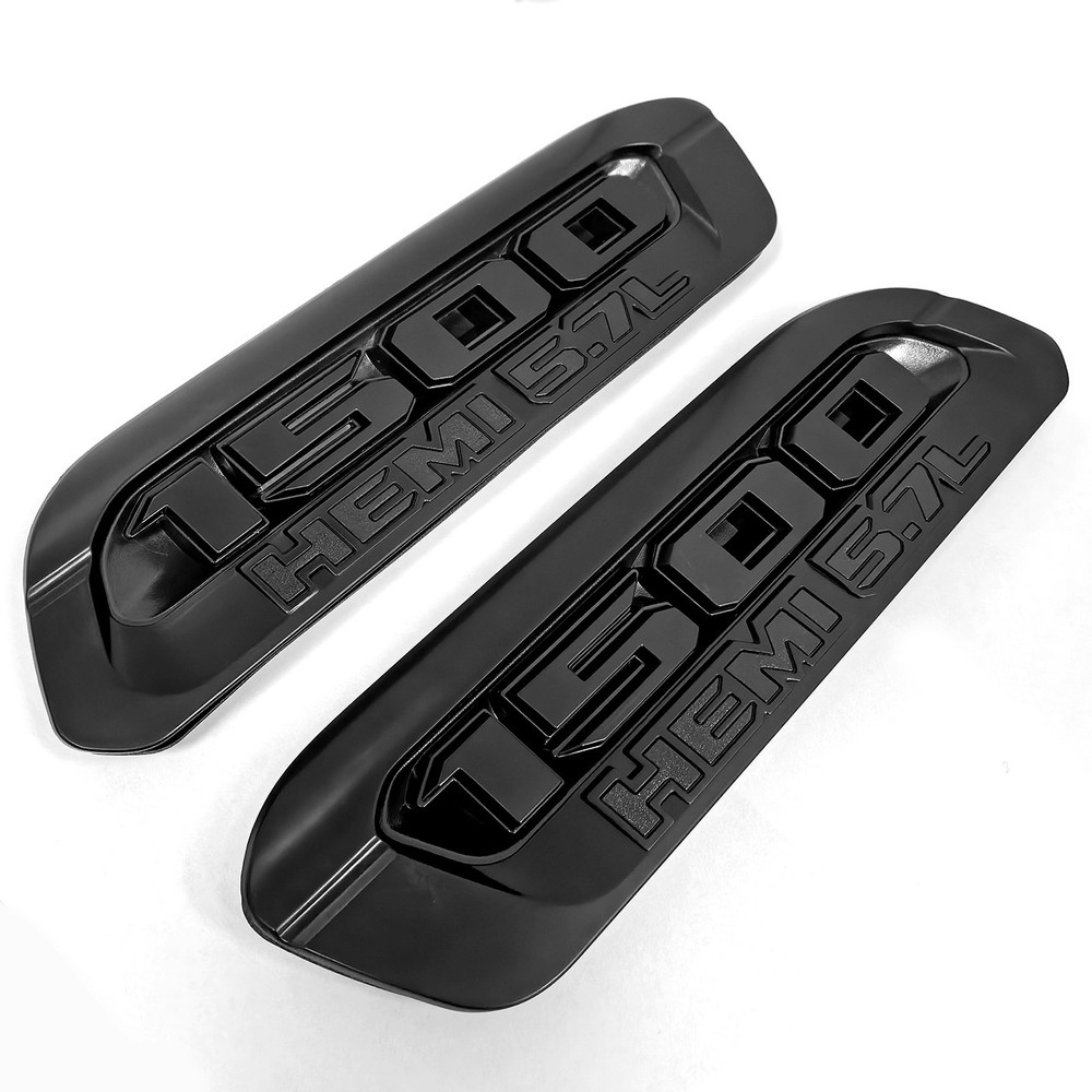 2x HEAVY DUTY Emblem Left Right Hood Badge for RAM 1500 RAM1500 Black