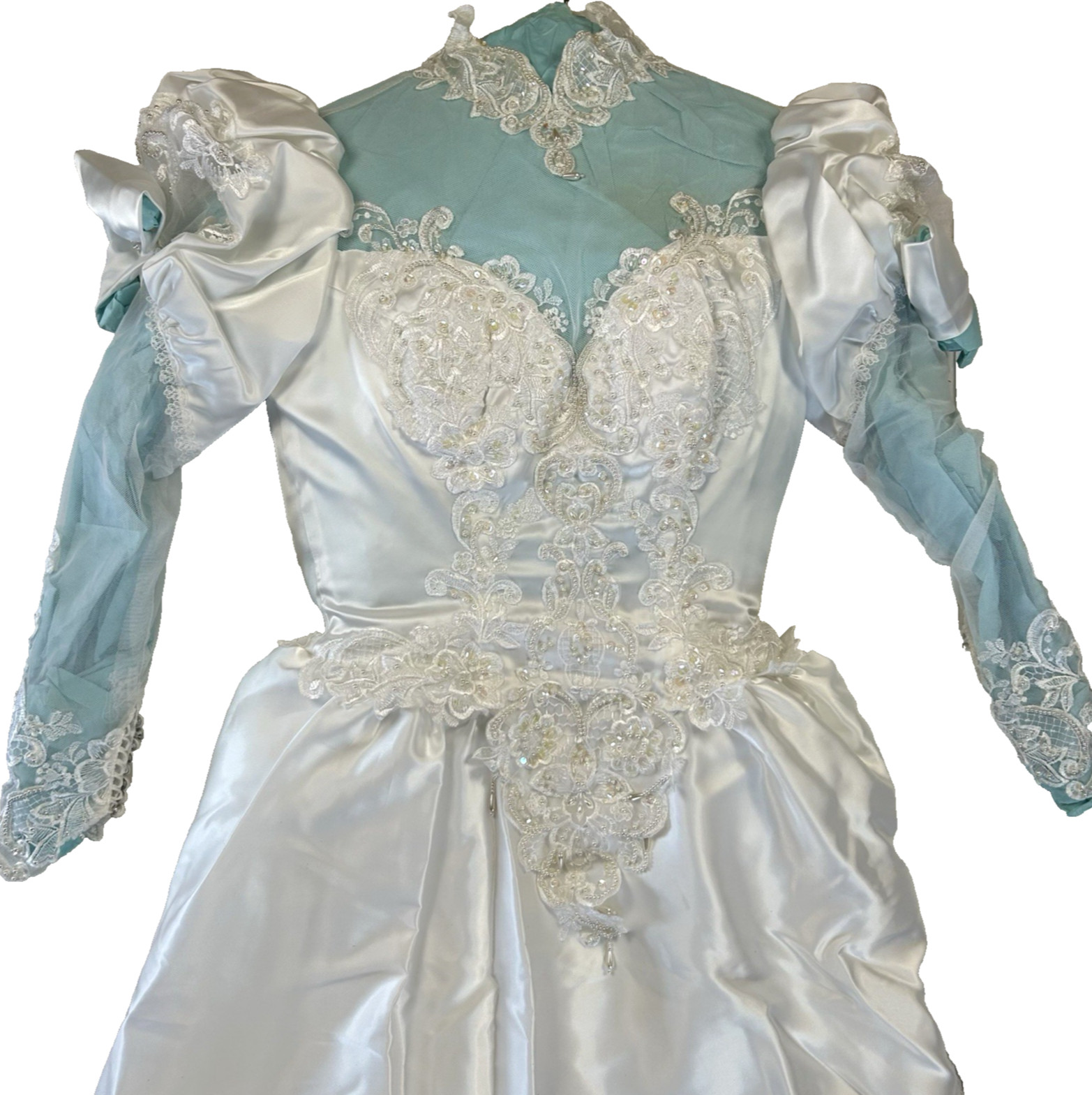 Lifetime of Loveliness Vintage 80s White Lace Long Sleeve Wedding Dress sz 10