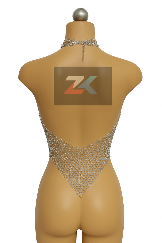 Handcrafted Chainmail Top | Aluminum Ring Halter | Medieval LARP Armor |