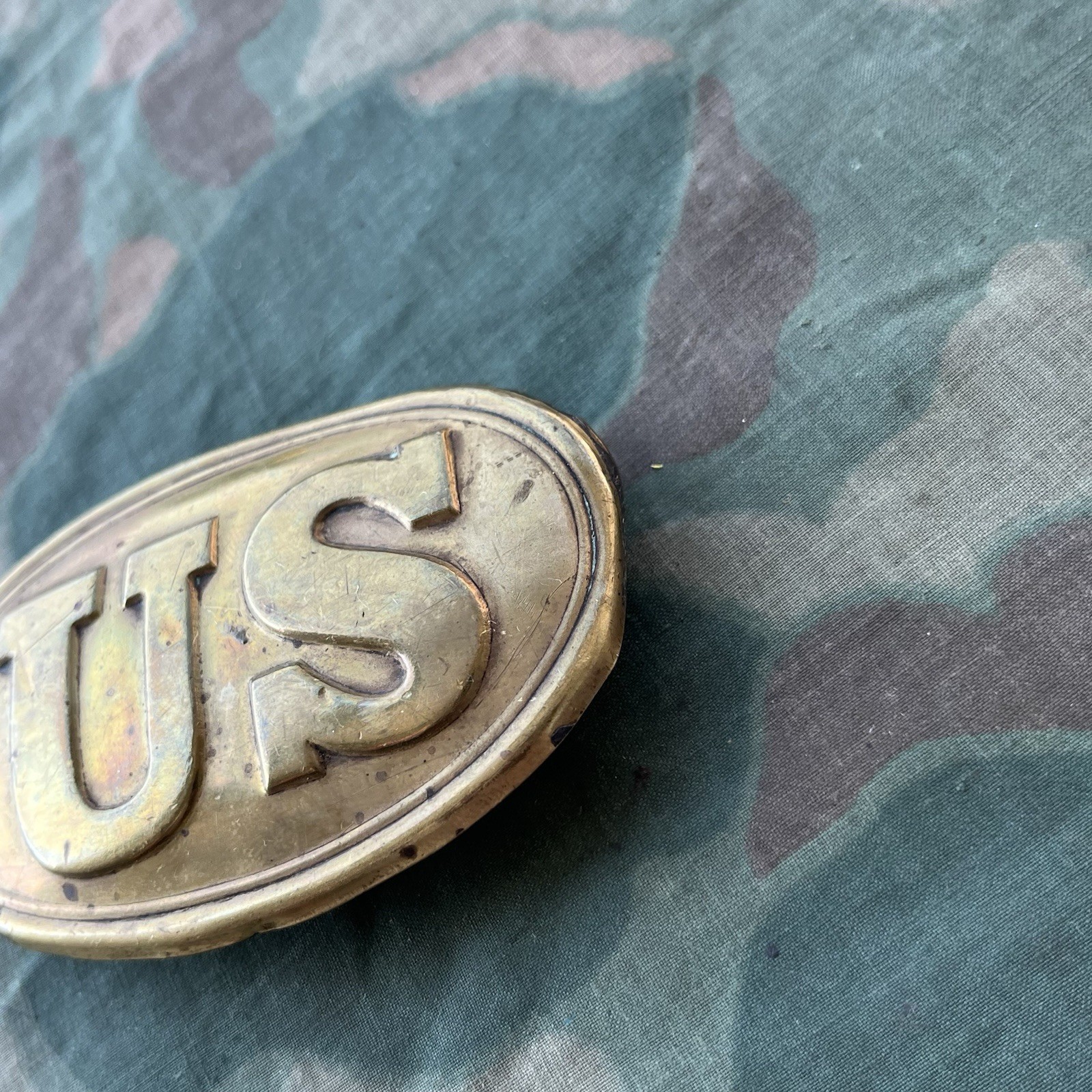 Vintage Civil War US Belt Buckle Lead Filled Reproduction Used