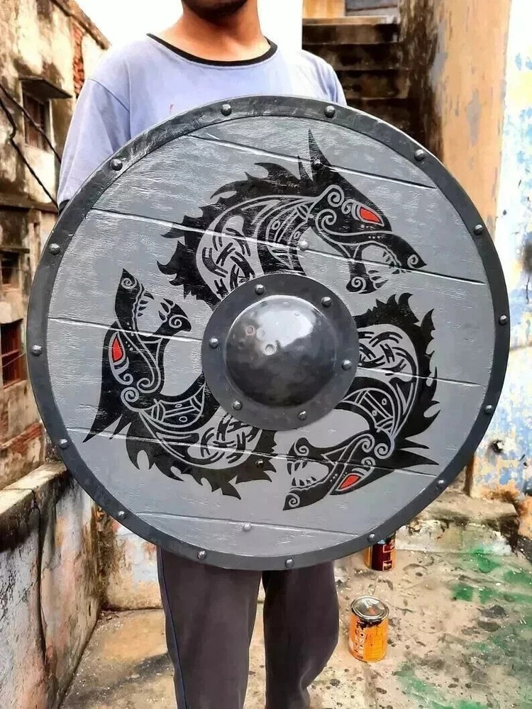 24'' Medieval Viking Shield Warrior Round Shield Armor Templar Battle combat