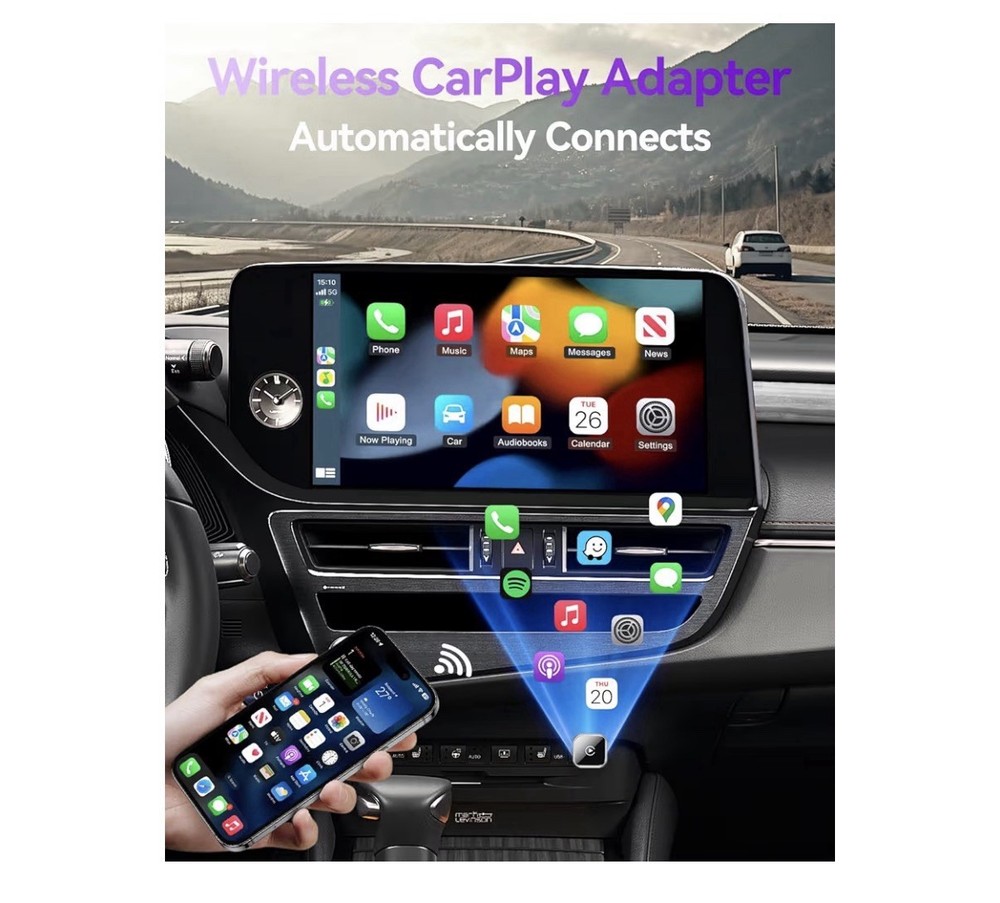 Wireless CarPlay Adapter for Apple iPhone & Android Auto USB Adapter Plug & Play