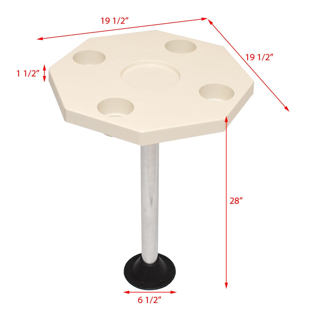 Detmar Boat Octagonal Table Kit 12-1109C | Ivory White Plastic
