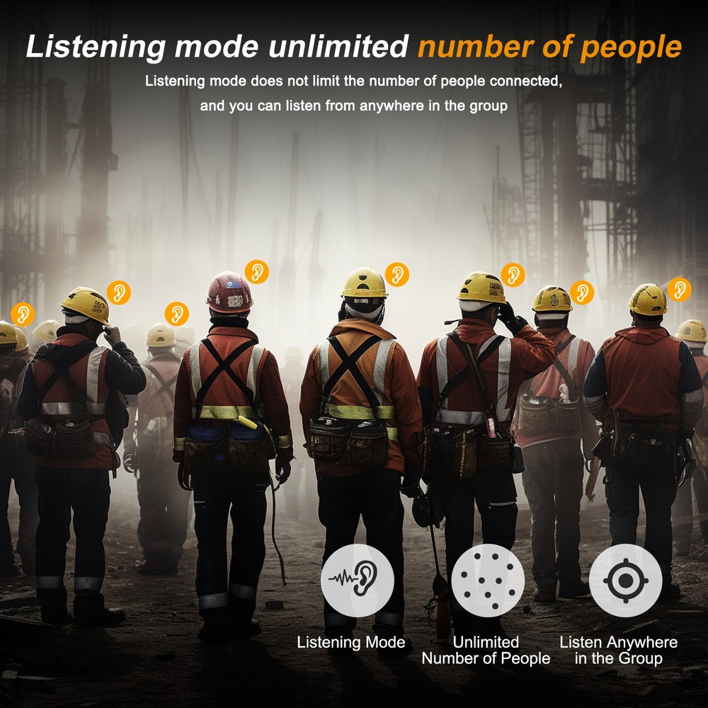 Full Deplux Mesh Digital Industrial Bluetooth Intercom Headset for 2 Users