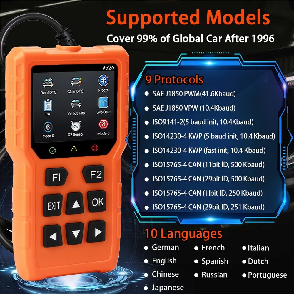 V526 OBD2 Scanner Diagnostic Tool Engine Light Fault Code Reader Since 1996