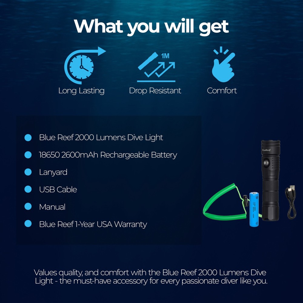 Blue Reef 2000 Lumens Dive Light