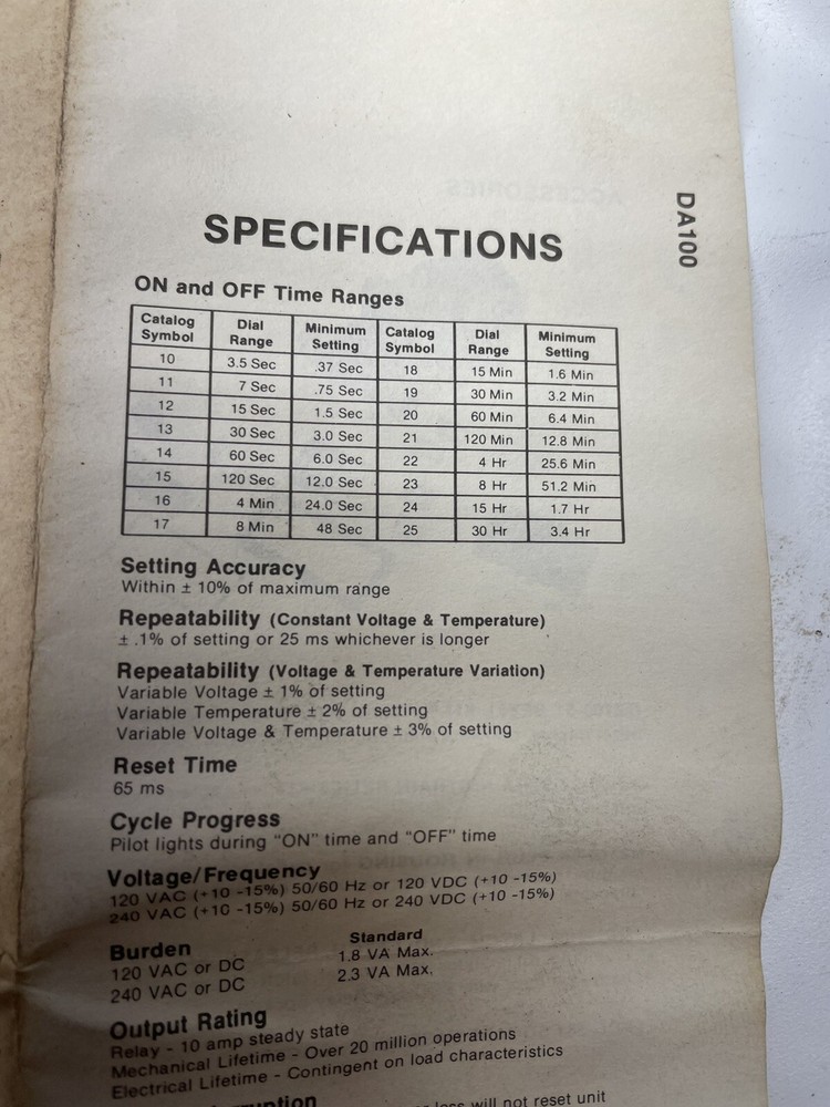 EAGLE SIGNAL DANAHER CONTROL DA1010A3 ELECTRONIC REPEAT CYCLE TIMER MINIFLEX PLC