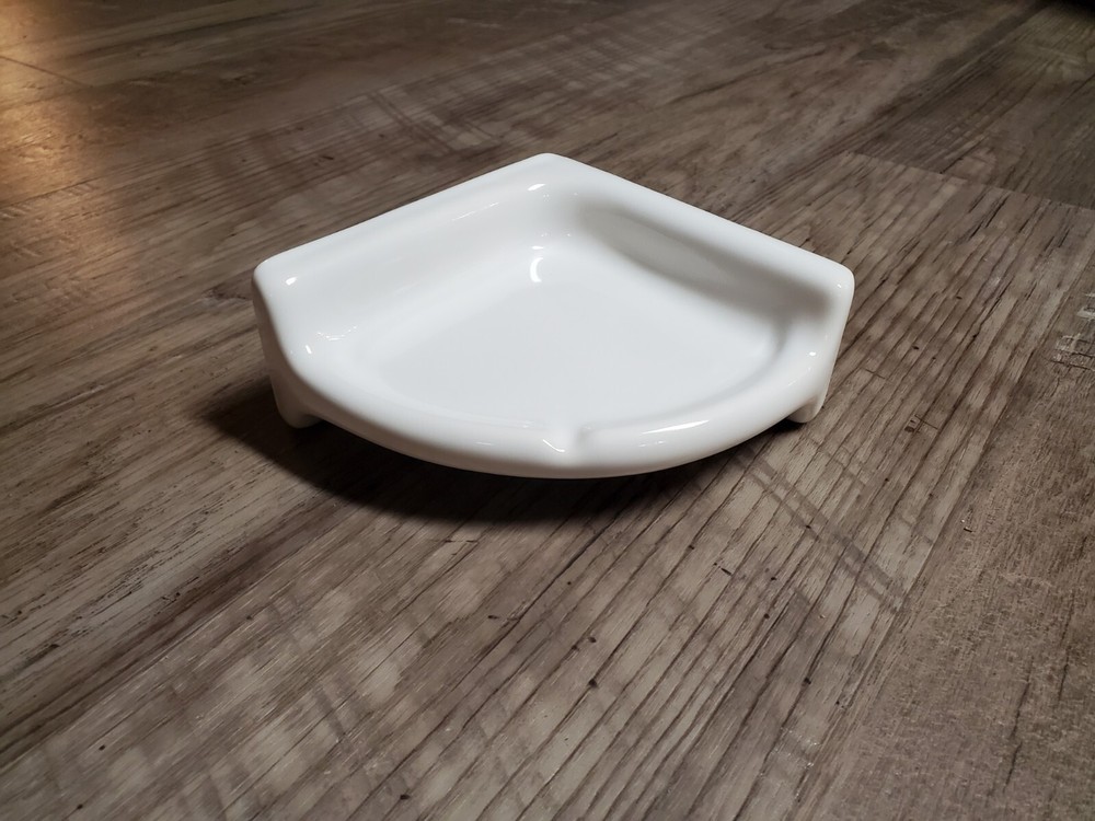 Ceramic Glossy White 5.5" Reversible Corner Shower Shelf