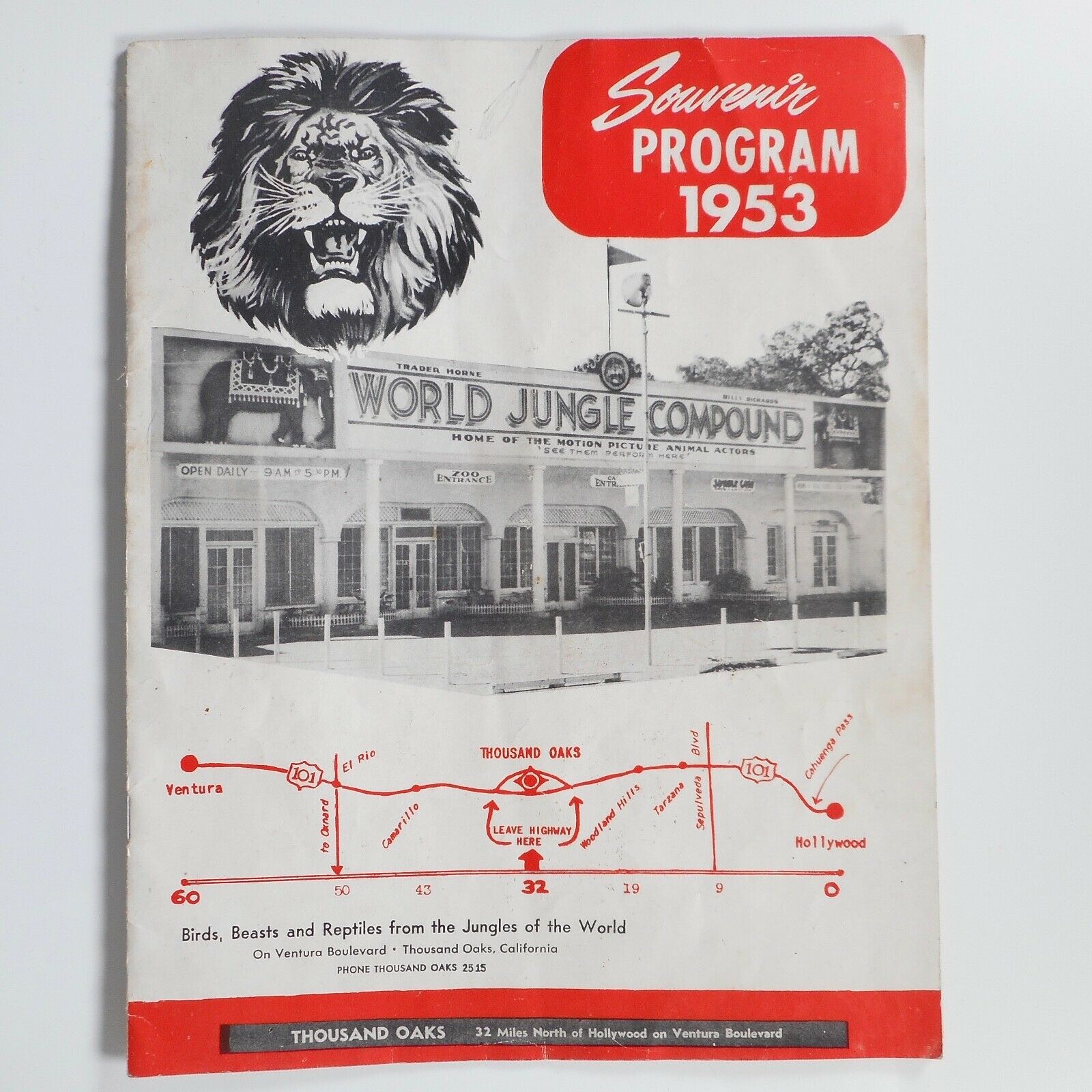 VTG 1953 Jungle Land World Compound Program Mabel Stark CA MGM Circus Lions RARE