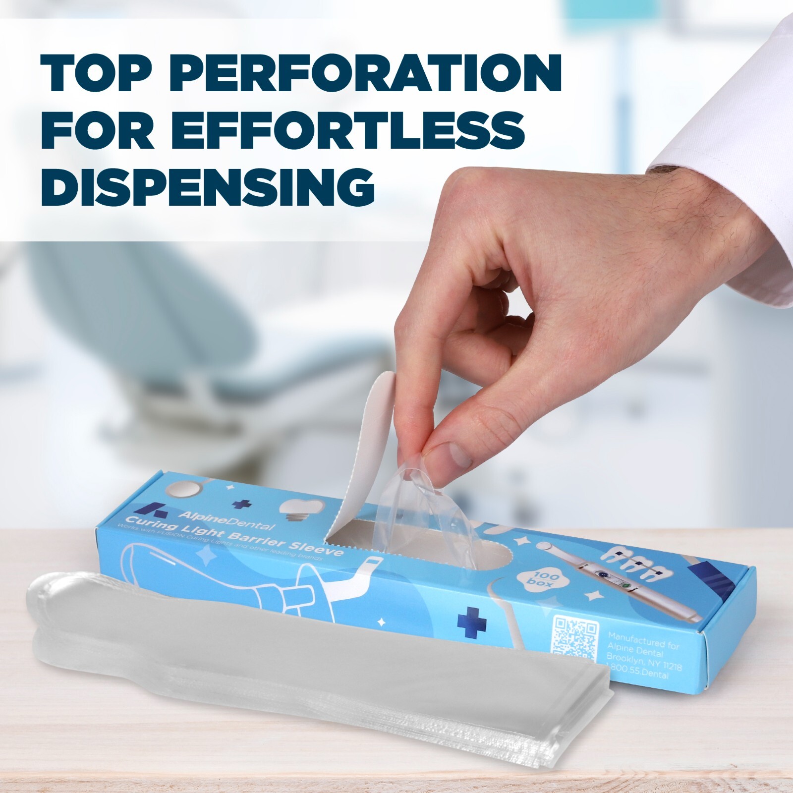 ALPINE DISPOSABLE BARRIER SLEEVES FOR LED CURING LIGHT - 100/PK comp. to Fusion