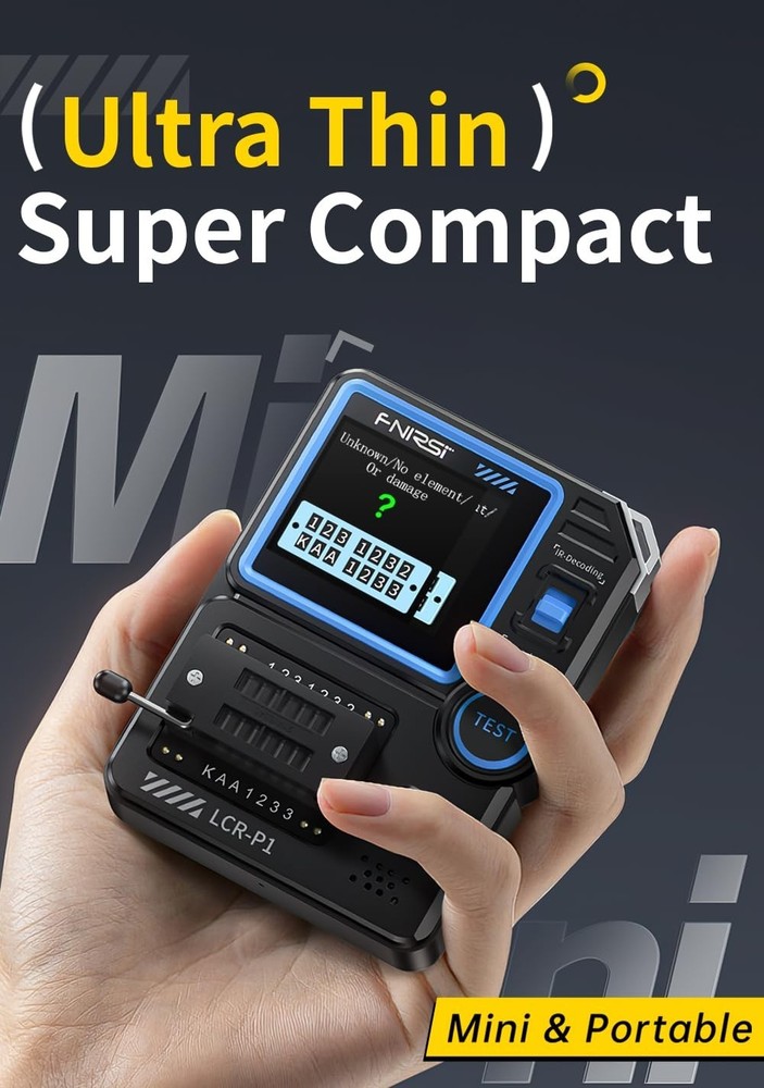Battery Powered LCR Meter - Portable Transistor Tester with One Button Operation