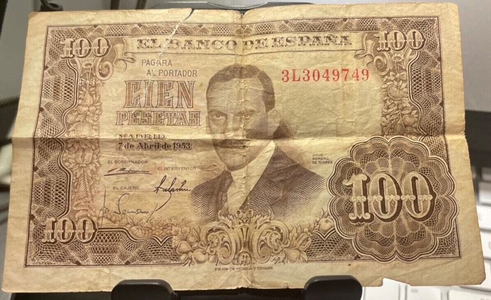 1953 Spain 100 Peseta Currency Note