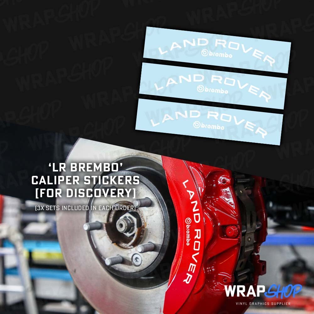 'LAND ROVER / BREMBO' Brake Caliper Stickers for Defender 90/110 (GLOSS WHITE)