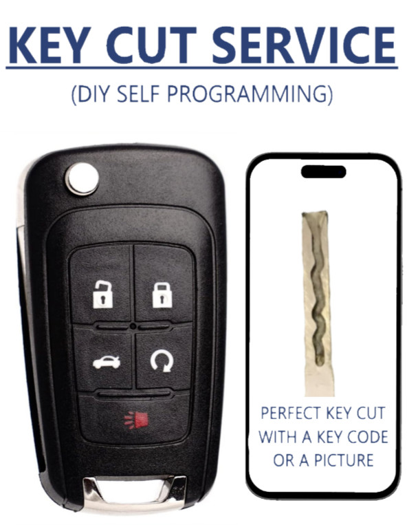 KEY CUT + Flip Remote Key For Chevrolet 2010 - 2017  DIY PROGRAMMING