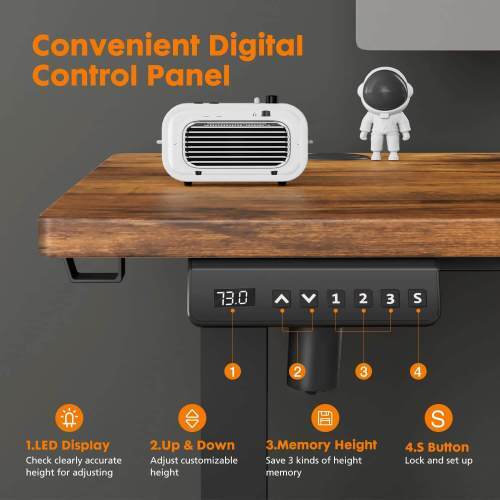48' x 24" Electric Height Adjustable Standing Desk Computer Study Home Brown