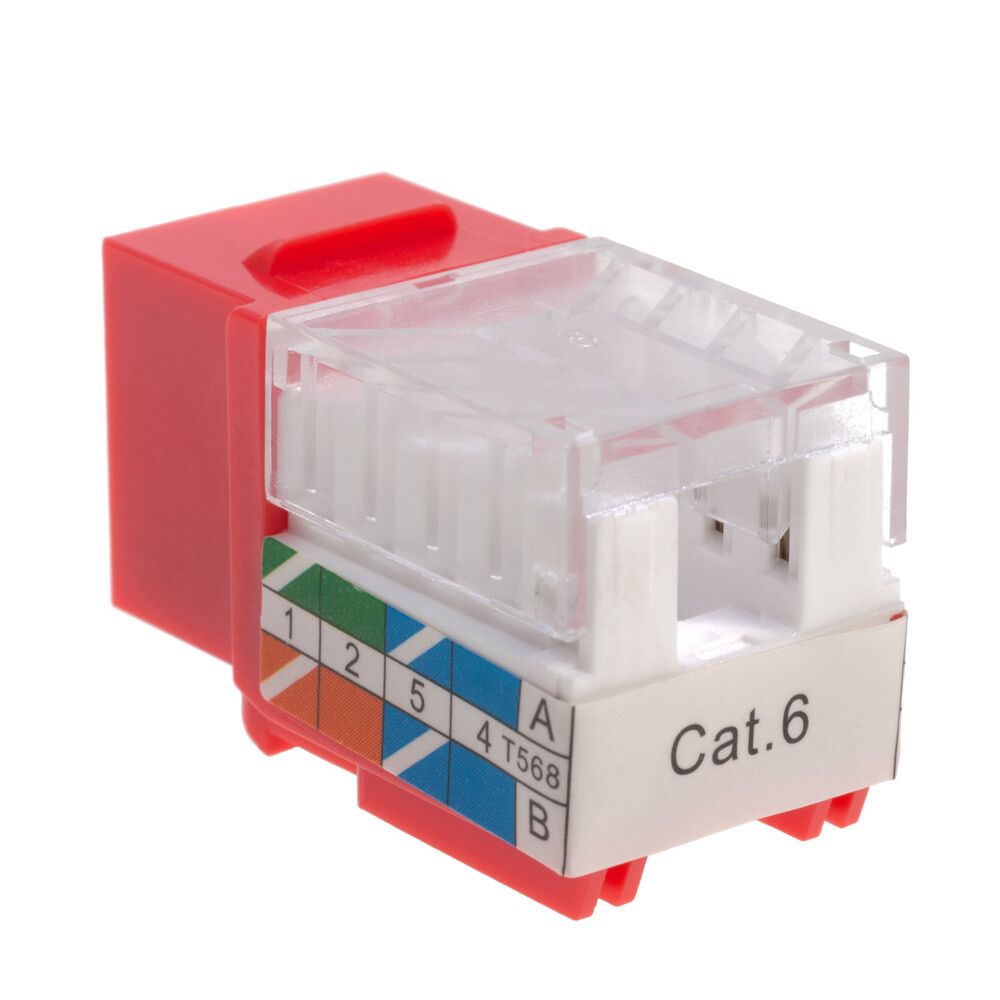 50 pcs Cat6 Punchdown Keystone Jack Red 45 Degree Angle Ethernet Network PACK