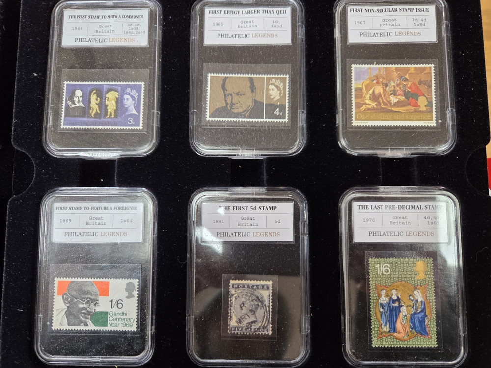 6 Philatelic Legends Presentation Stamps.