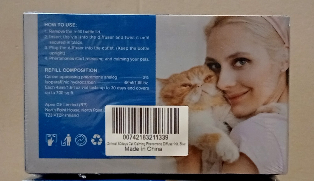 Immal Cat Calming Pheromone Diffuser Plus 2 Refills 60 Day Kit Exp. 2028 Sealed!