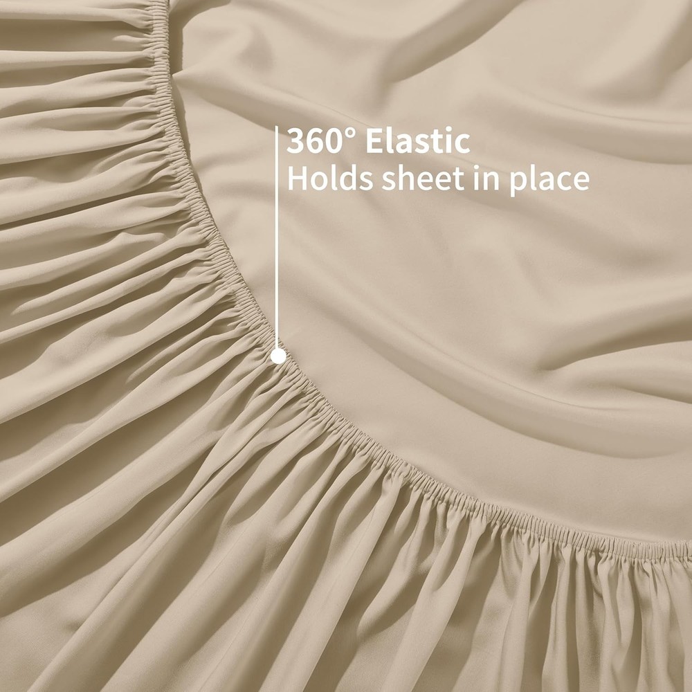 Bamboo Viscose Cooling Fitted Sheet King Size Only, 400 Thread Count, 16" Dee...