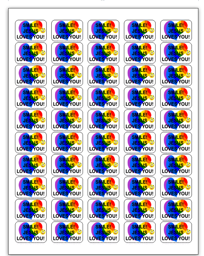 50 Smile, Jesus Loves You! Envelope Seals / Labels / Stickers, 1" by 1.5"