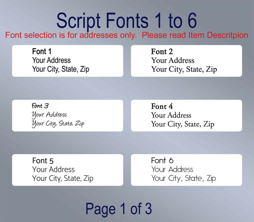 150 Personalized Printed Peel & Stick Fancy Script Return Address Labels