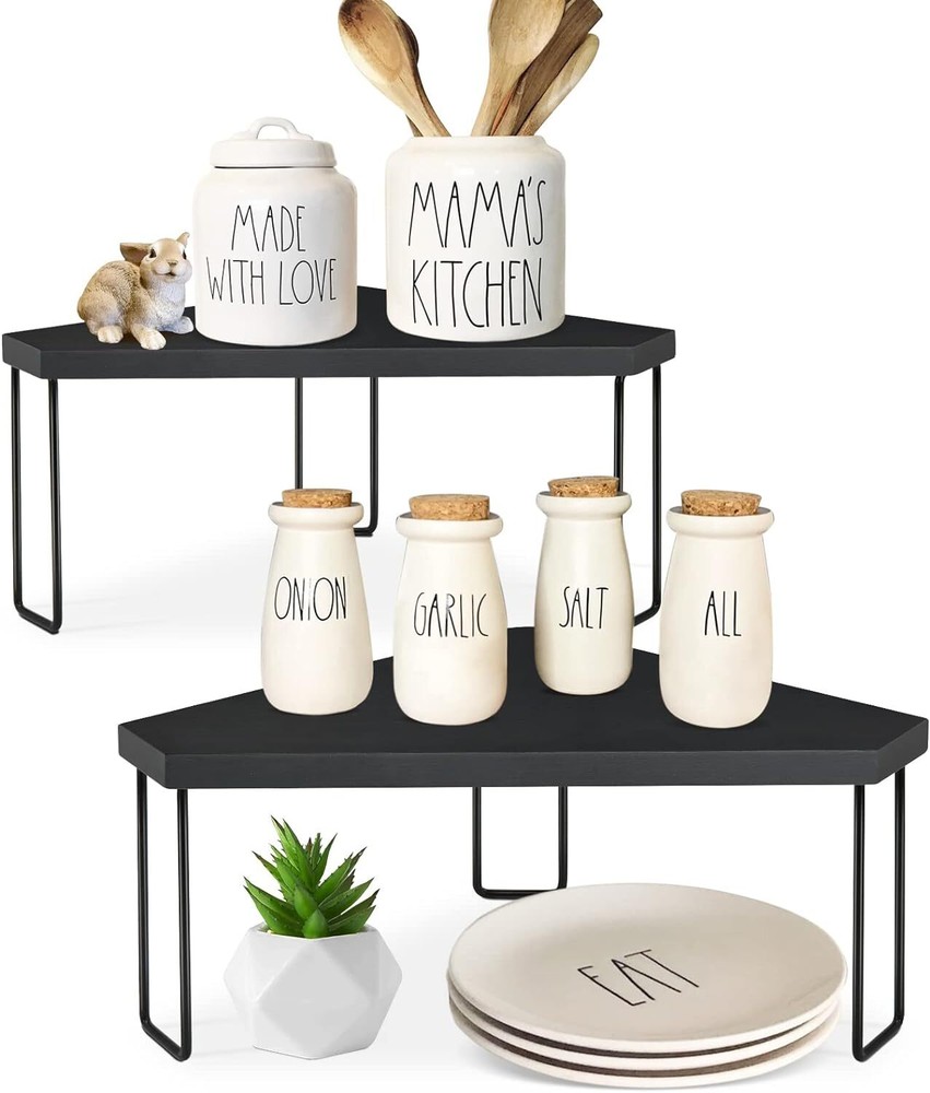 Wood Stackable Corner Shelf/Organizer/Tray Spice Display Rack Organizer