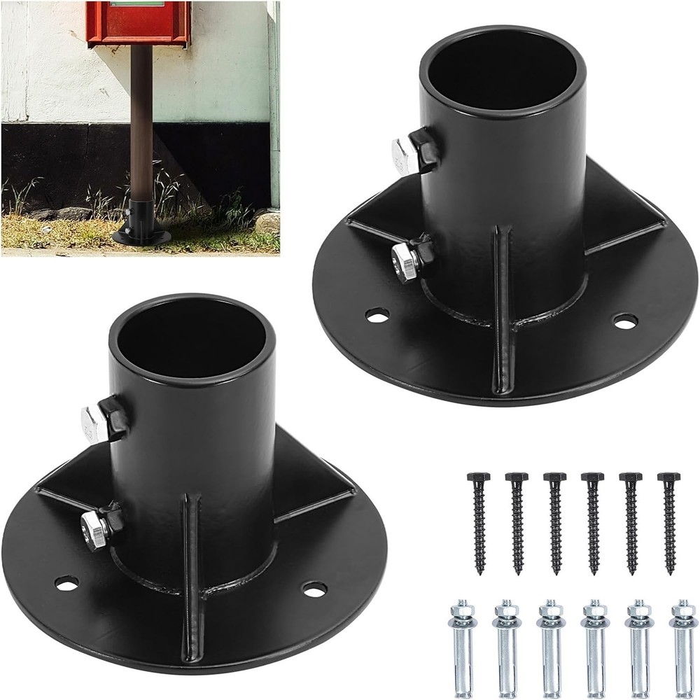 2PCS 3" Round Posts Base Bracket 6.5" BASE Flange Post Holder Heavy
