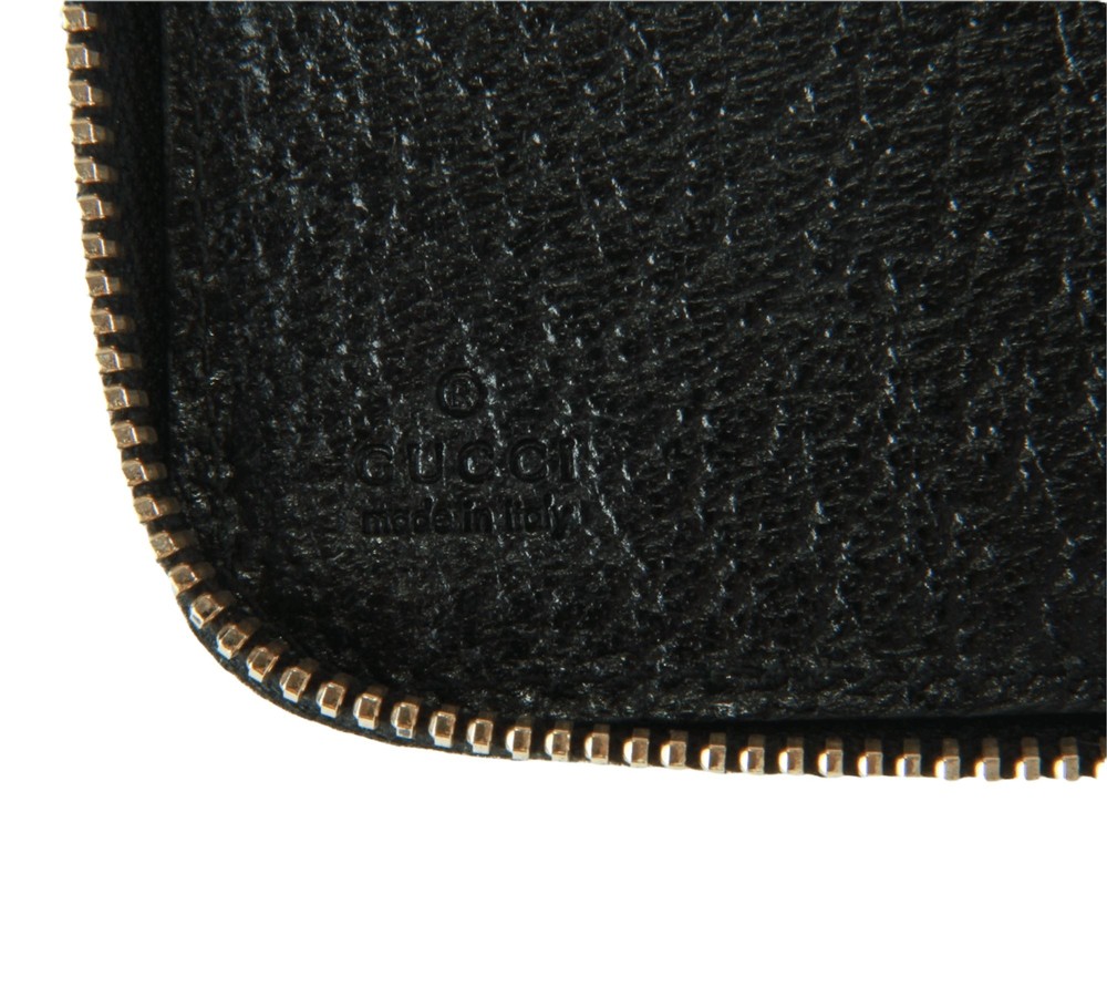 Authentic Gucci Black GG monogram canvas zip around agenda notebook