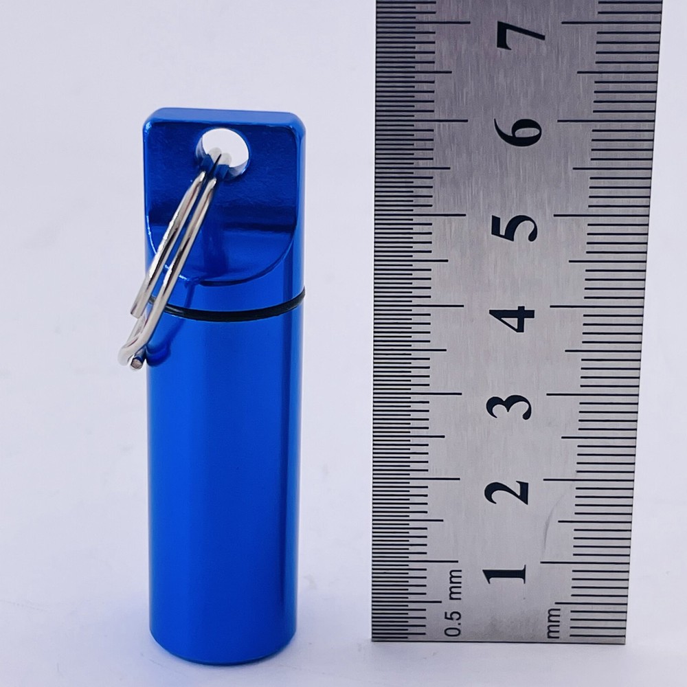 5pcs Waterproof Mini Pill Box Case Holder Container Metal Capsule Tool Keychain