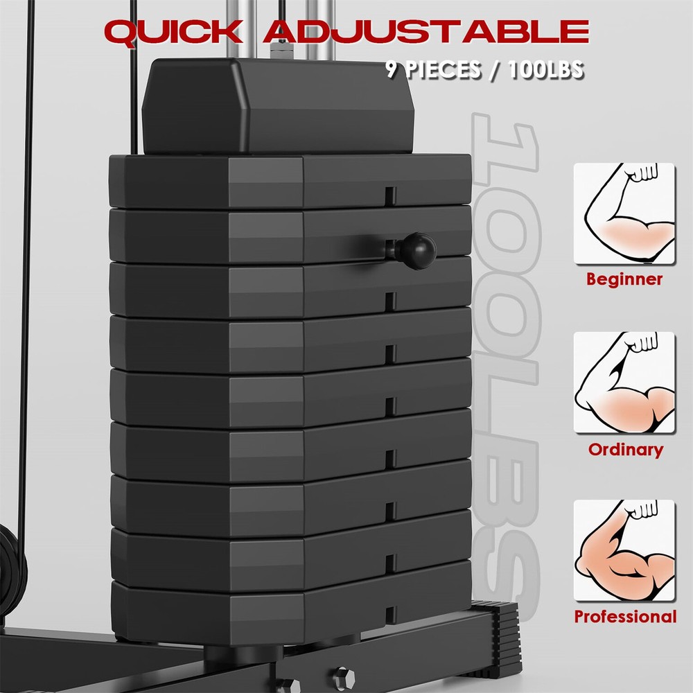 Home Gym Machine System with 100LBS Weight Stack Full Body Workout Station