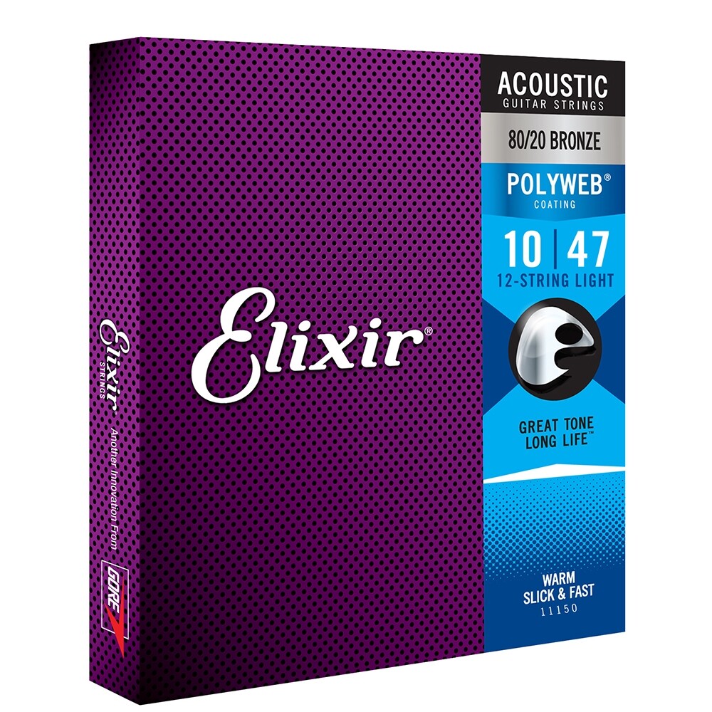 Elixir 11150 12-String 80/20 Bronze, Polyweb, Light Acoust Strings, 10-47