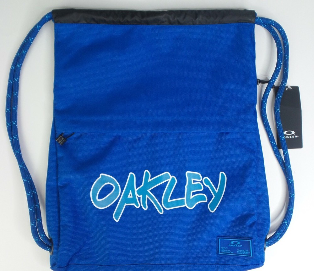 NEW Oakley Wall Graffiti Satchel Bag Blue Black Backpack Pull String Hiking Bag