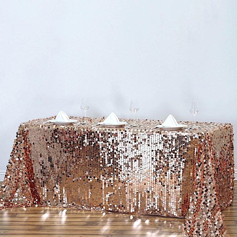 Blush Rectangular 90x156" Large Payette Sequin Tablecloth Wedding Catering SALE