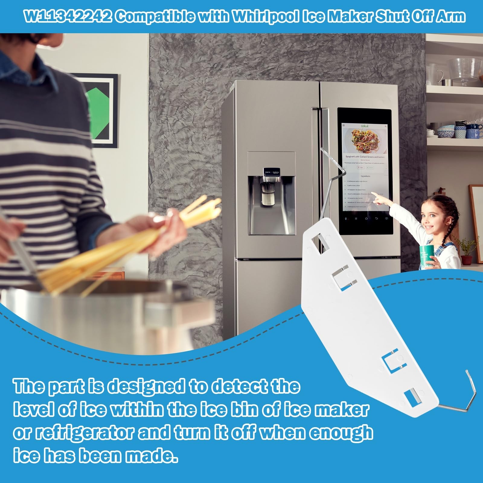 W11342242 Refrigerator Ice Maker Shut-Off Arm Fit for Whirlpool Kenmore...