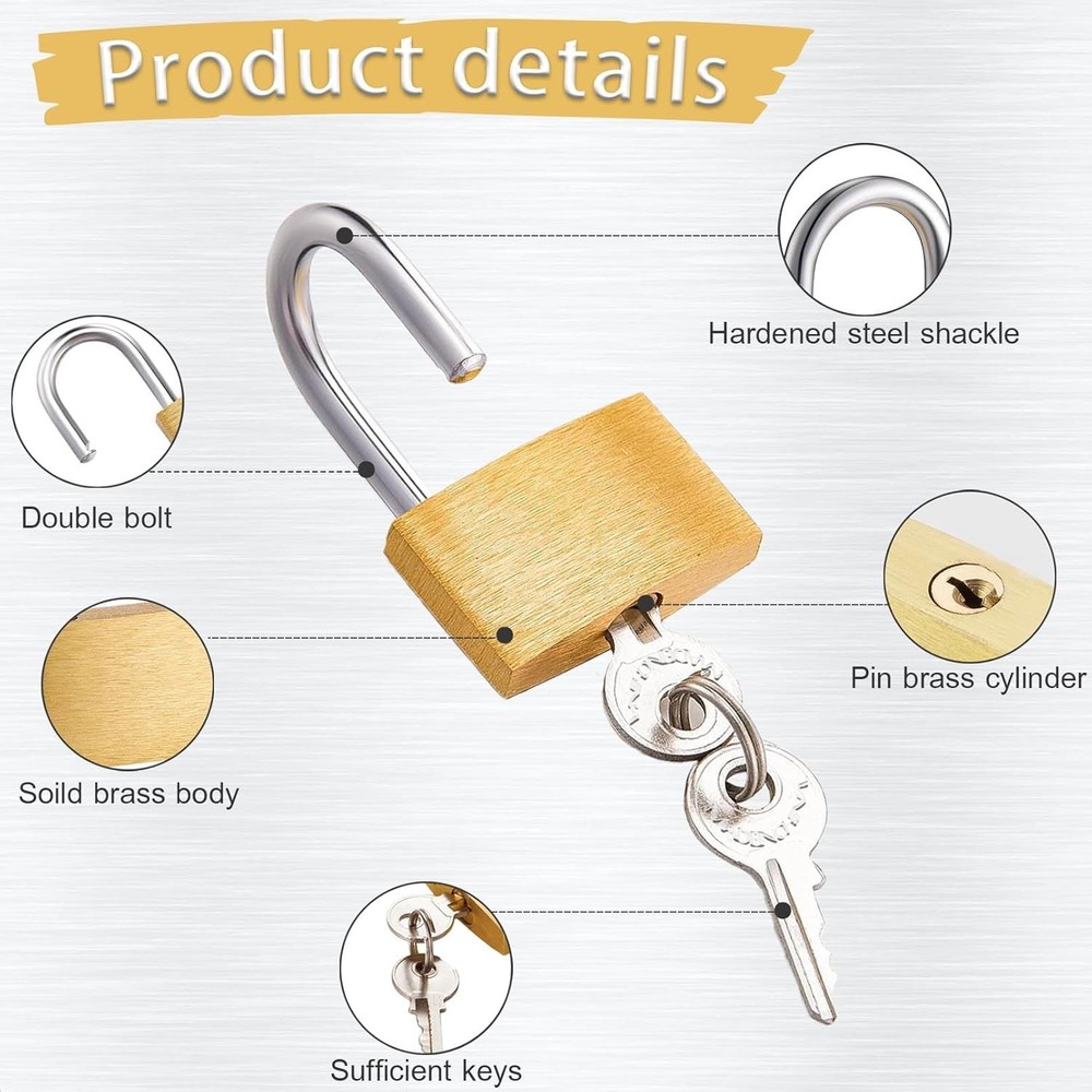 2 Pcs Small Solid Brass Locks with Keys, 20mm + 25mm Mini Key Locks, for Luggage