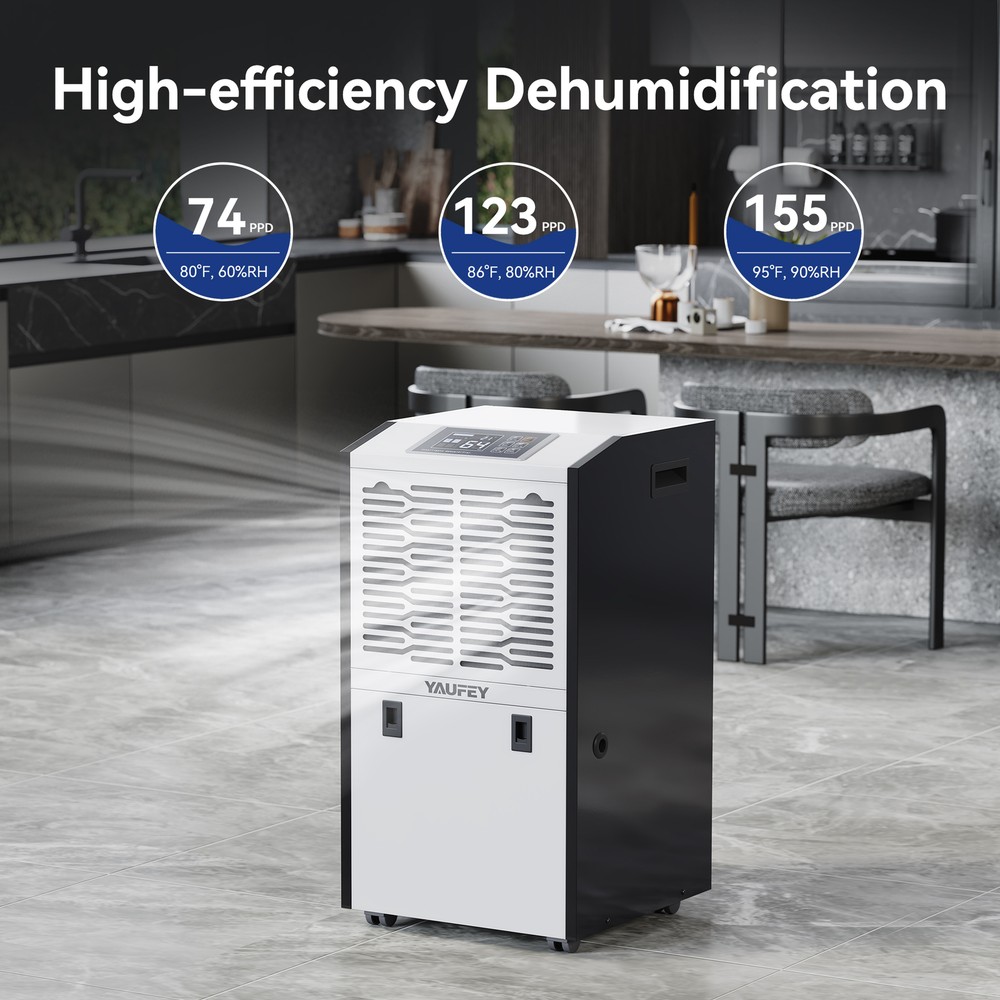 155 Pints Commercial Dehumidifier for Large Basement & Warehouse