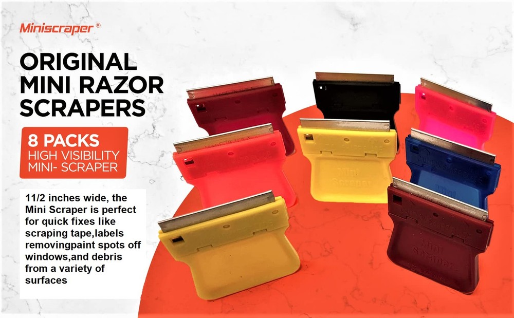MINISCRAPER® Original Mini Scraper Razor Tool – 8 Pack U.S. Multiple Colors