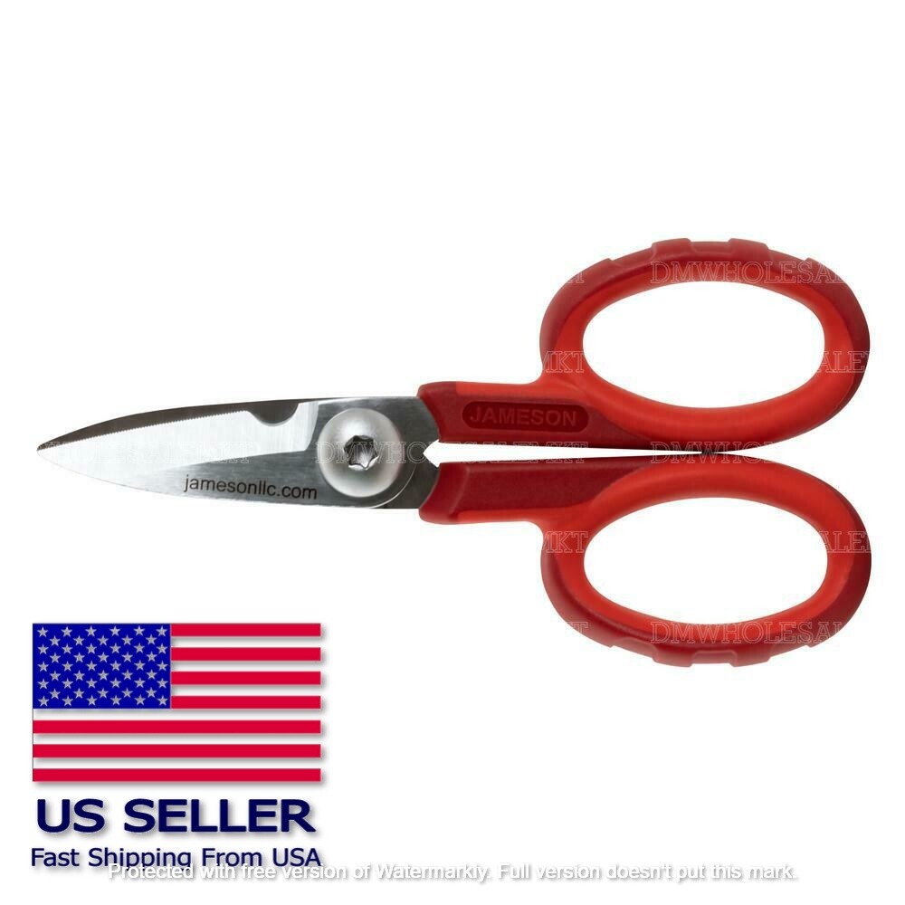 Jameson Fiber Optic Electrician Scissors Shears with Sheath Part 32-60 5-1/2 In.