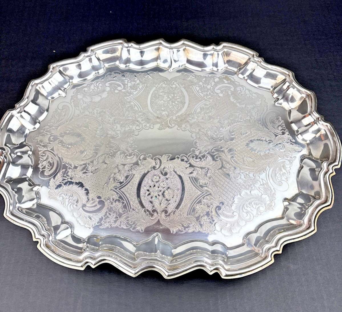 Vintage W&S Blackinton Oval Footed Silver Serving Tray 14 x 11" ~ FREE SHIPPING