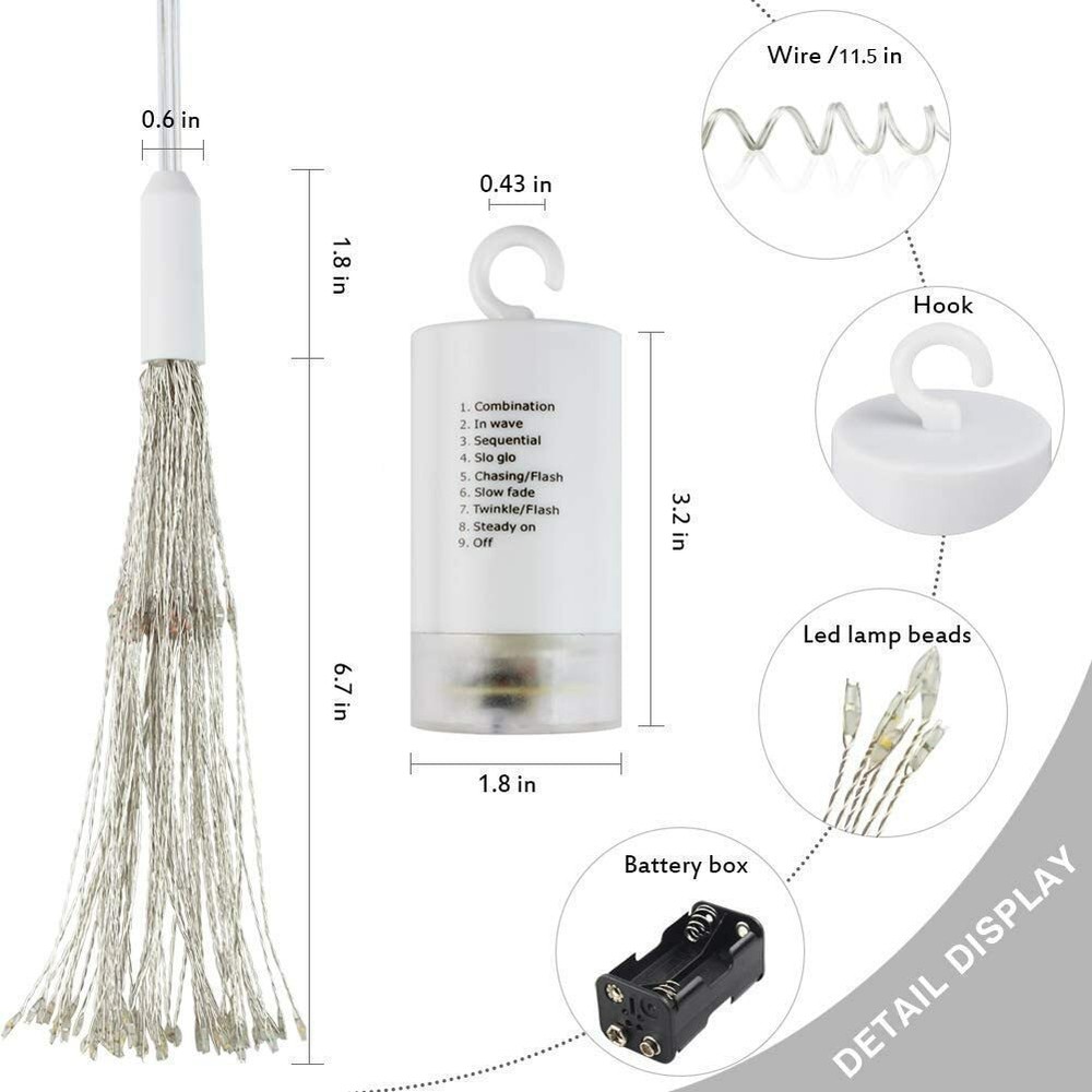 Firework LED String Lights 150LED Copper Wire Strip Fairy Light with Remote
