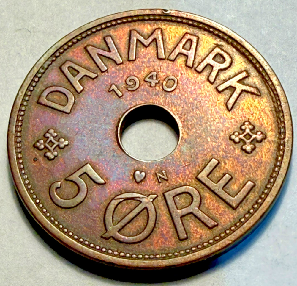 1940 Denmark 5 Ore - Coin