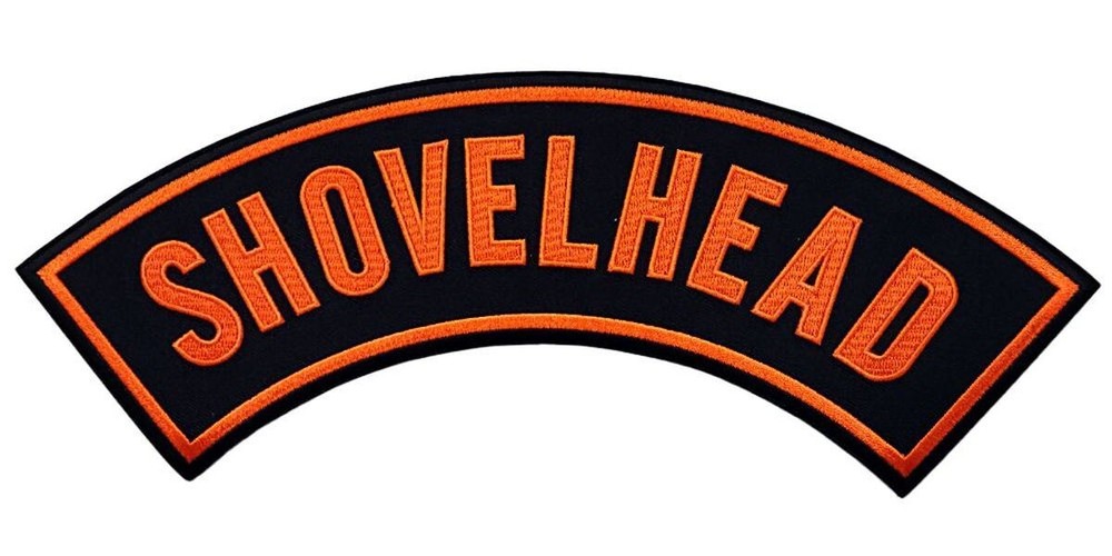 SHOVELHEAD NAME TAG TOP ROCKER PATCH - 2PC SET IRON ON