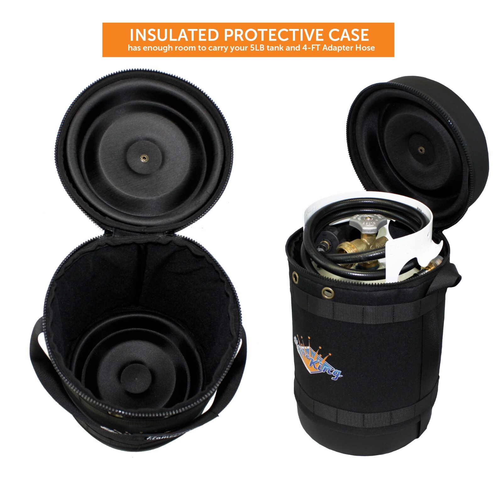 Insulated Protective Carry Case, 5LB Propane Tank and Adapter Hose for Outdoors