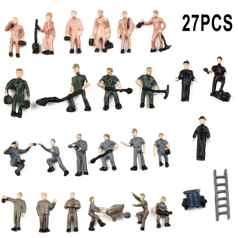 27Pcs/Set Model Train Railway Worker People Figures Diorama Layout Scale 1:87.