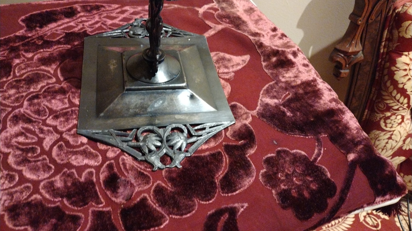 Antique Victorian unique Art Nouveau Dark Silver Plate Calling Card Repousse