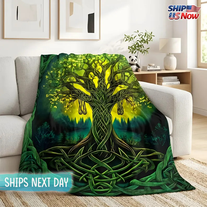 Personalized Green Tree Blanket Custom Throw Soft Cozy Gift