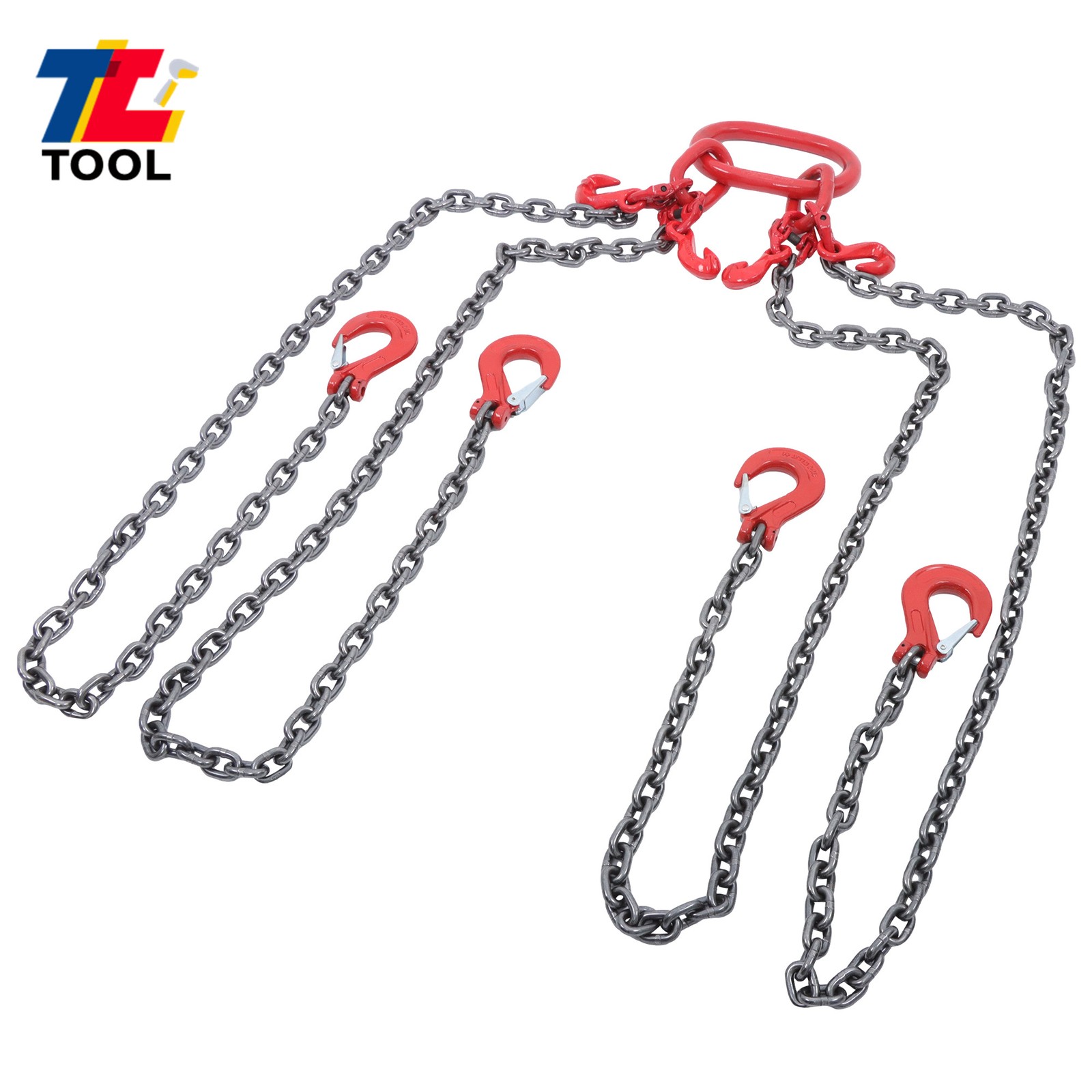 5 Ton 5/16 Inch x 5 Ft Lifting Chains G80 Chain Sling with 4 Leg Grab Hooks