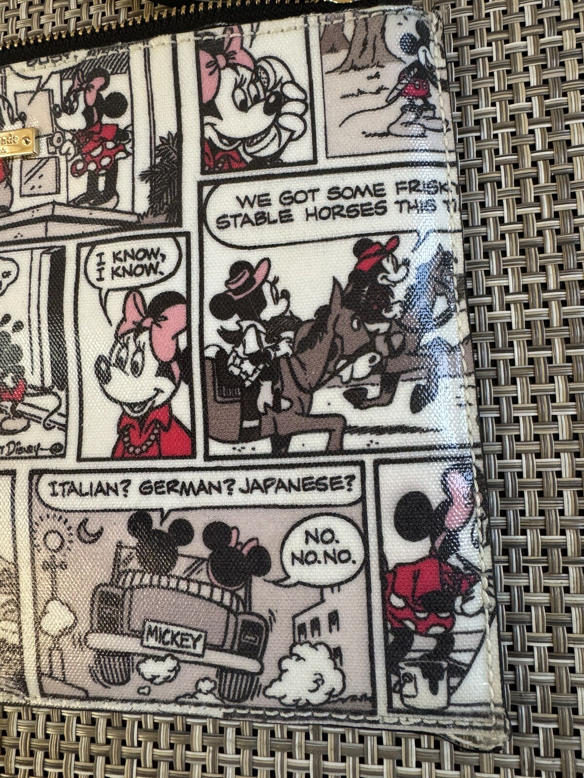 KATE SPADE X DISNEY Mickey Minnie Mouse Comic Medium Corner Zippered Wristlet