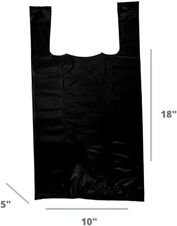 Black Extra Strong Plastic T-Shirt Bags 1/8 Retail Shopping Bags 10"x 5"x 18".63