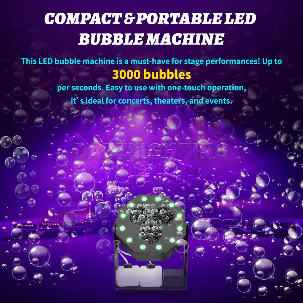 PAIDUN Adjustable Angle Bubble Machine Blower RGBW Light Effect Wedding Party